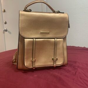 Women's Metallic Gold Top-Handle Backpack Purse
